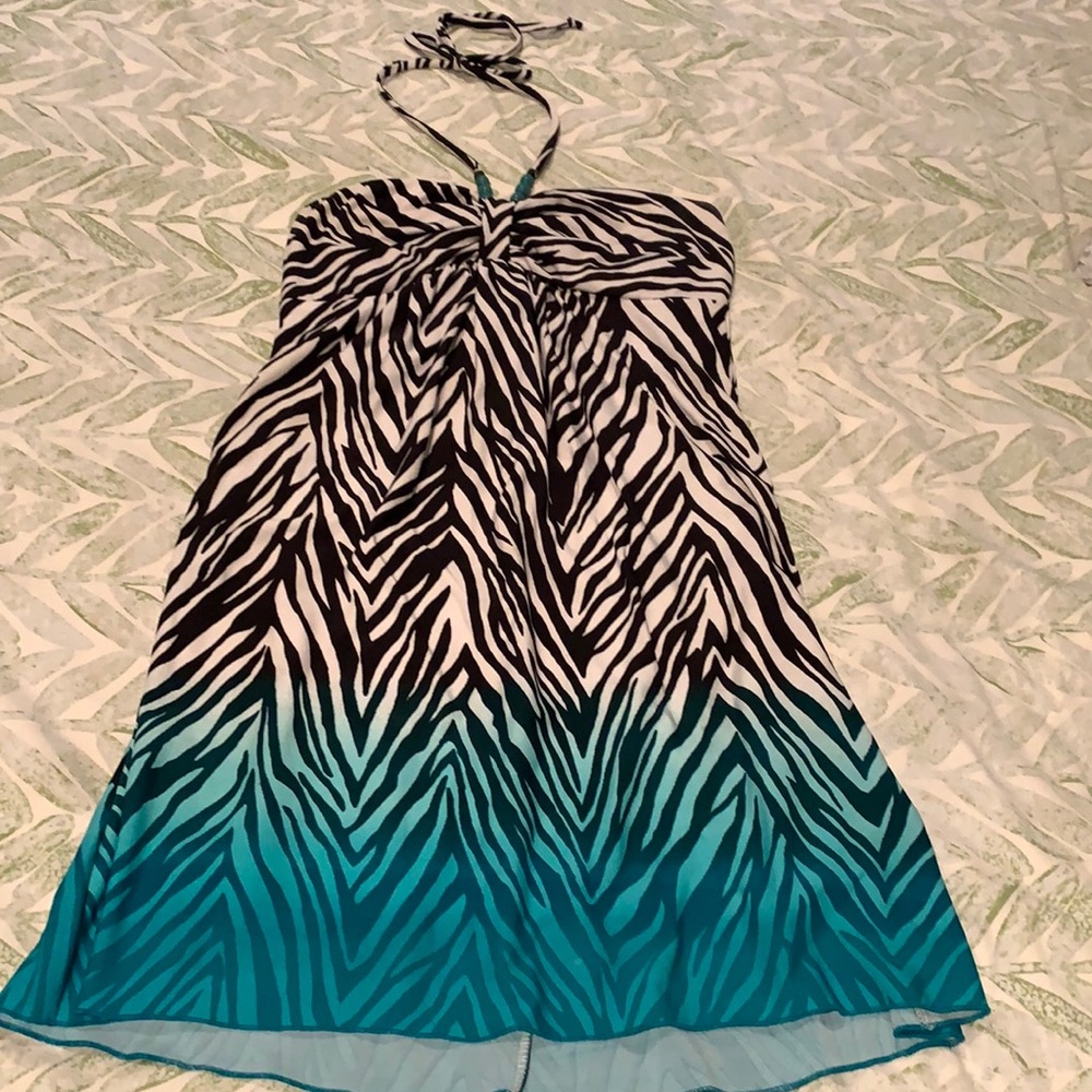 Zebra print mini halter dress